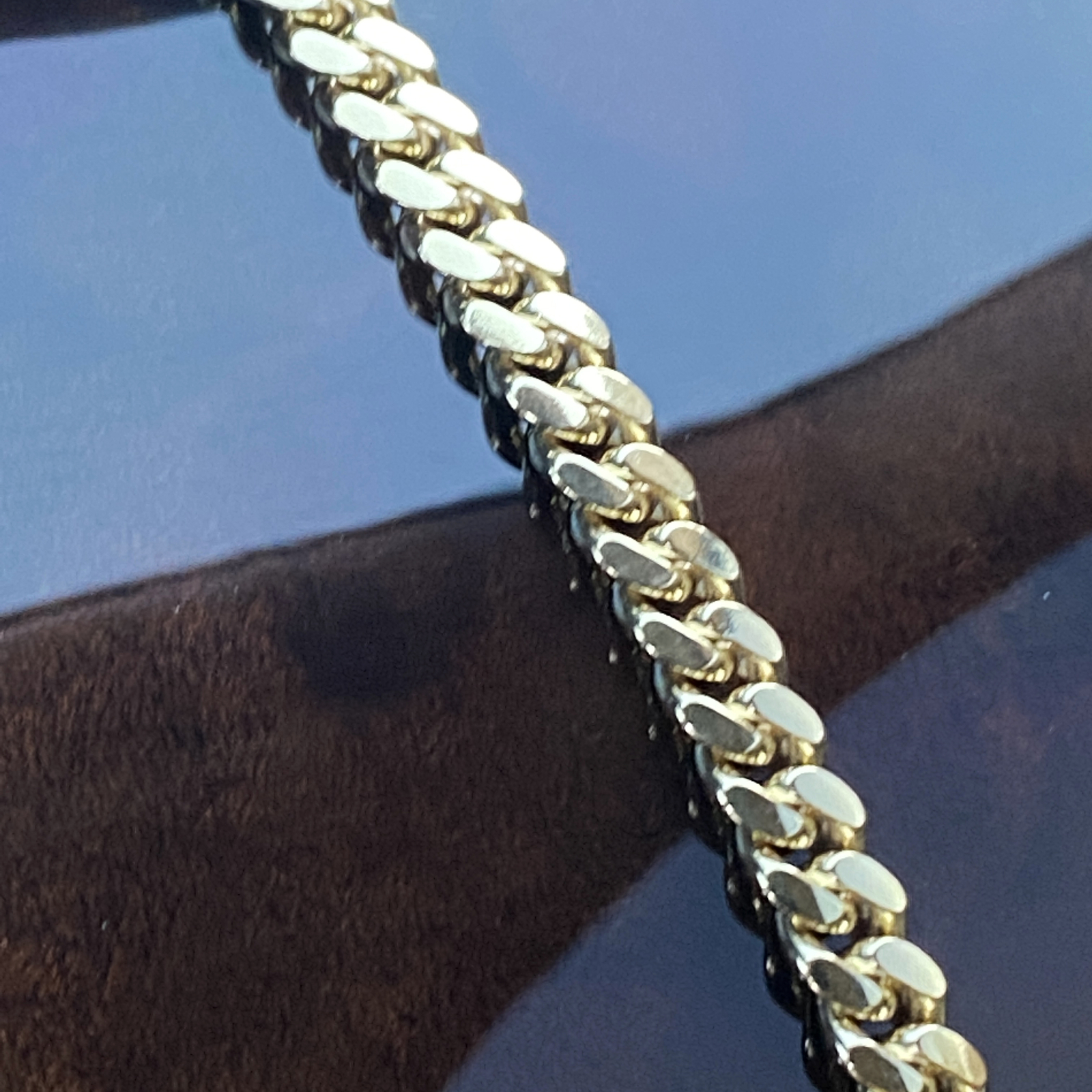 14k Gold Plated On Solid 925 Sterling Silver Miami Cuban Link Necklace Italy 5mm