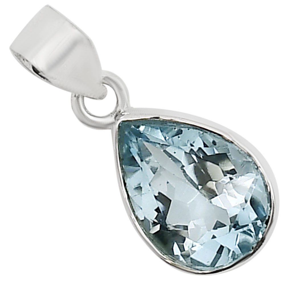 Natural Sky Blue Topaz 925 Sterling Silver Pendant Jewelry P-1001