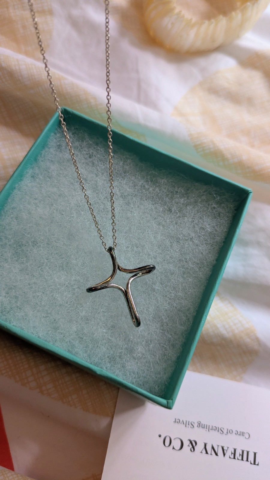 Authentic Vintage Tiffany & Co Elsa Peretti Silver Infinity Cross Necklace Box