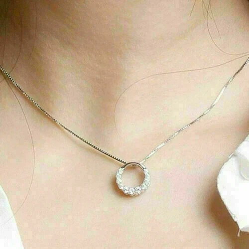 2Ct Round Cut VVS1 LAB Diamond Women’s Circle Pendant Necklace White Gold Finish