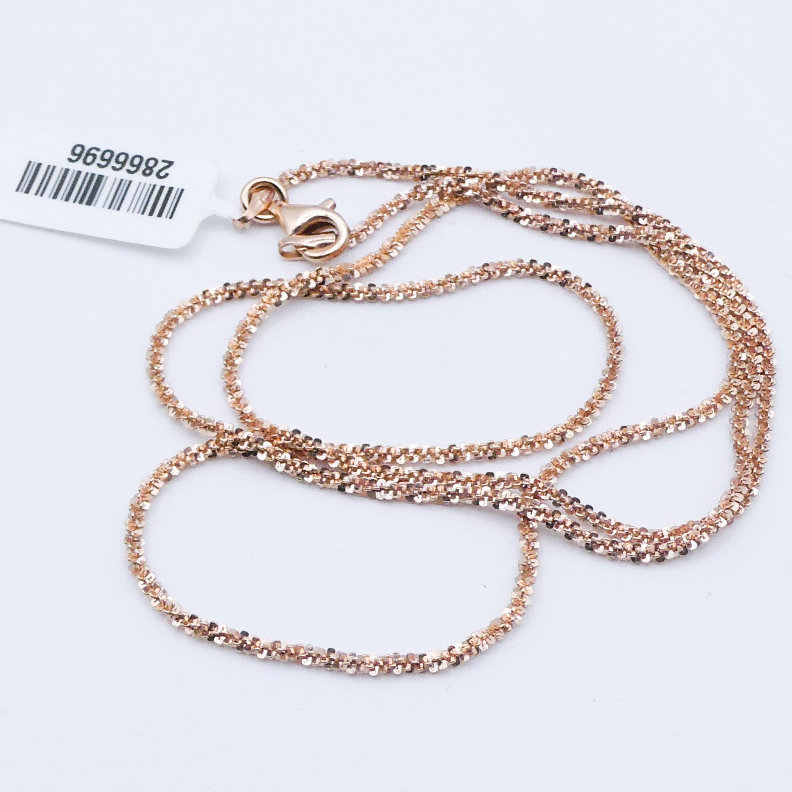 Rose Gold Over Sterling Silver Twisted Confetti 20″ Chain Necklace Stackable