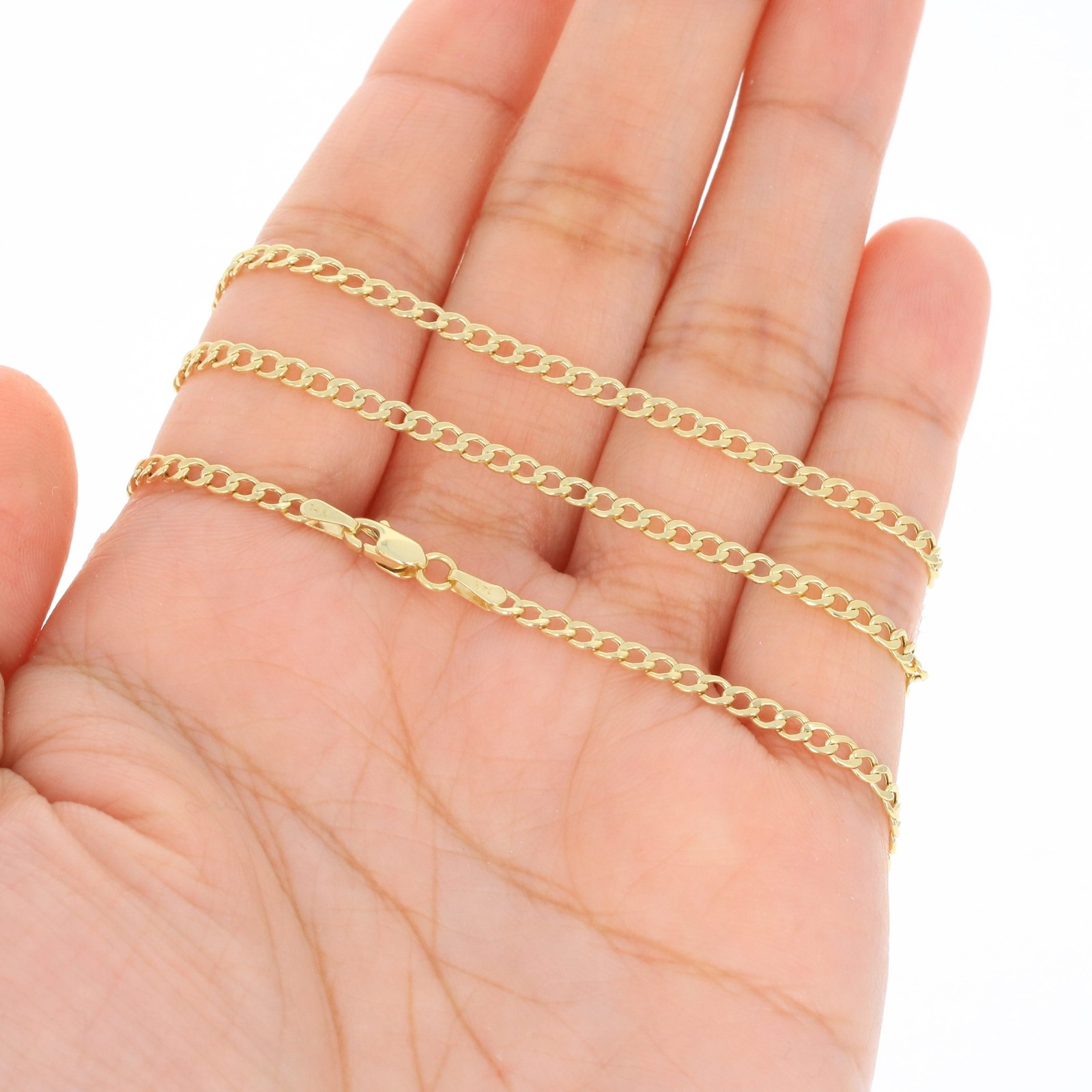 14K Yellow Gold 2mm-7.5mm Cuban Link Curb Chain Necklace Mens Womens, 16″- 30″