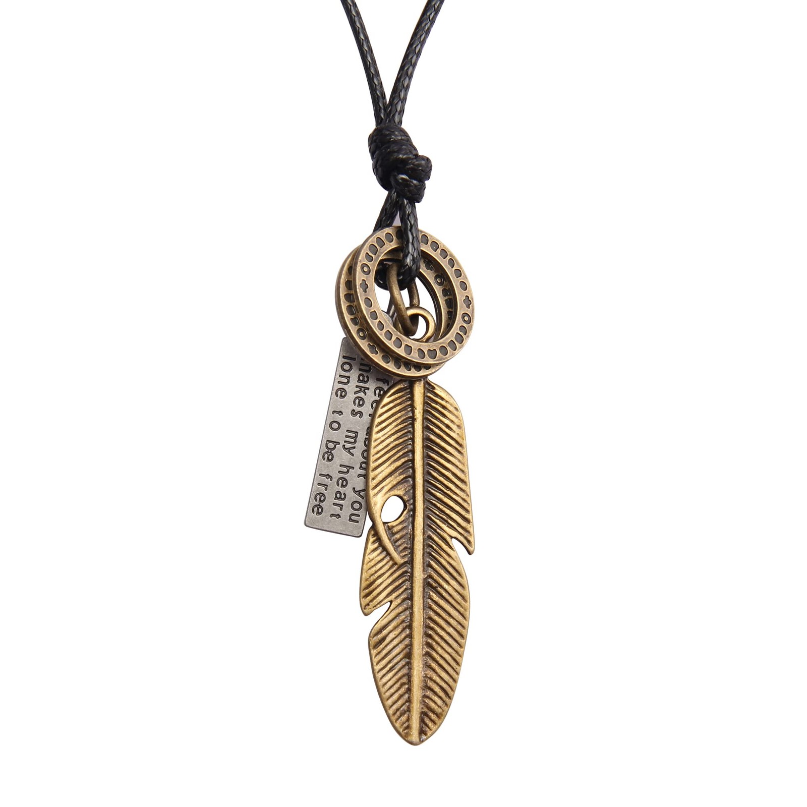 Leather Necklace for Women Boho Feather Choker Necklaces Mens Leather Necklace B