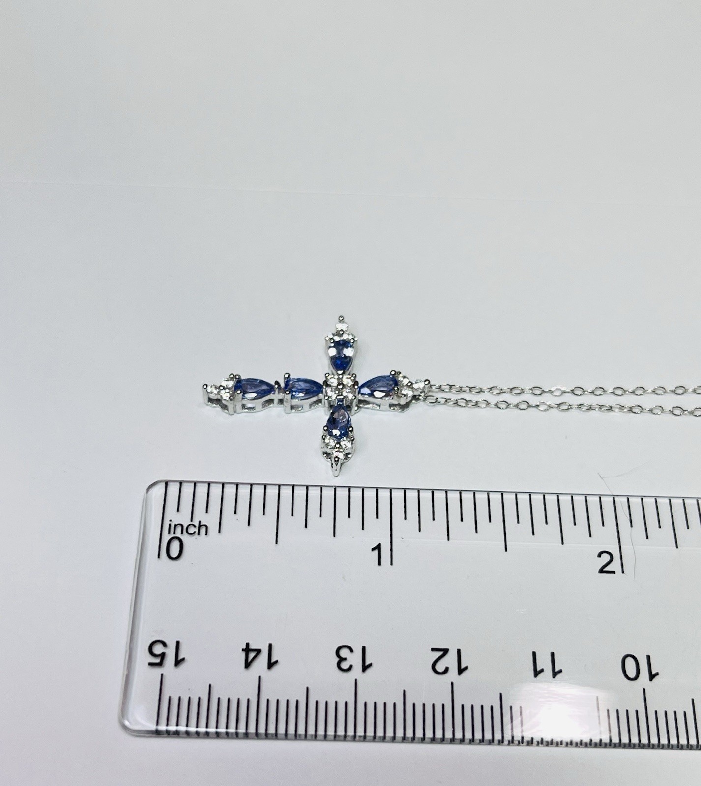925 Sterling Silver Natural AAA Tanzanite Cross Pendant Necklace Certified
