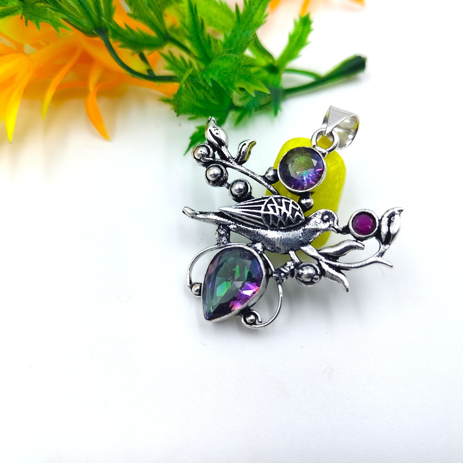 Mystic Topaz Gemstone Handmade 925 Sterling Silver Jewelry Pendant Sz-2″
