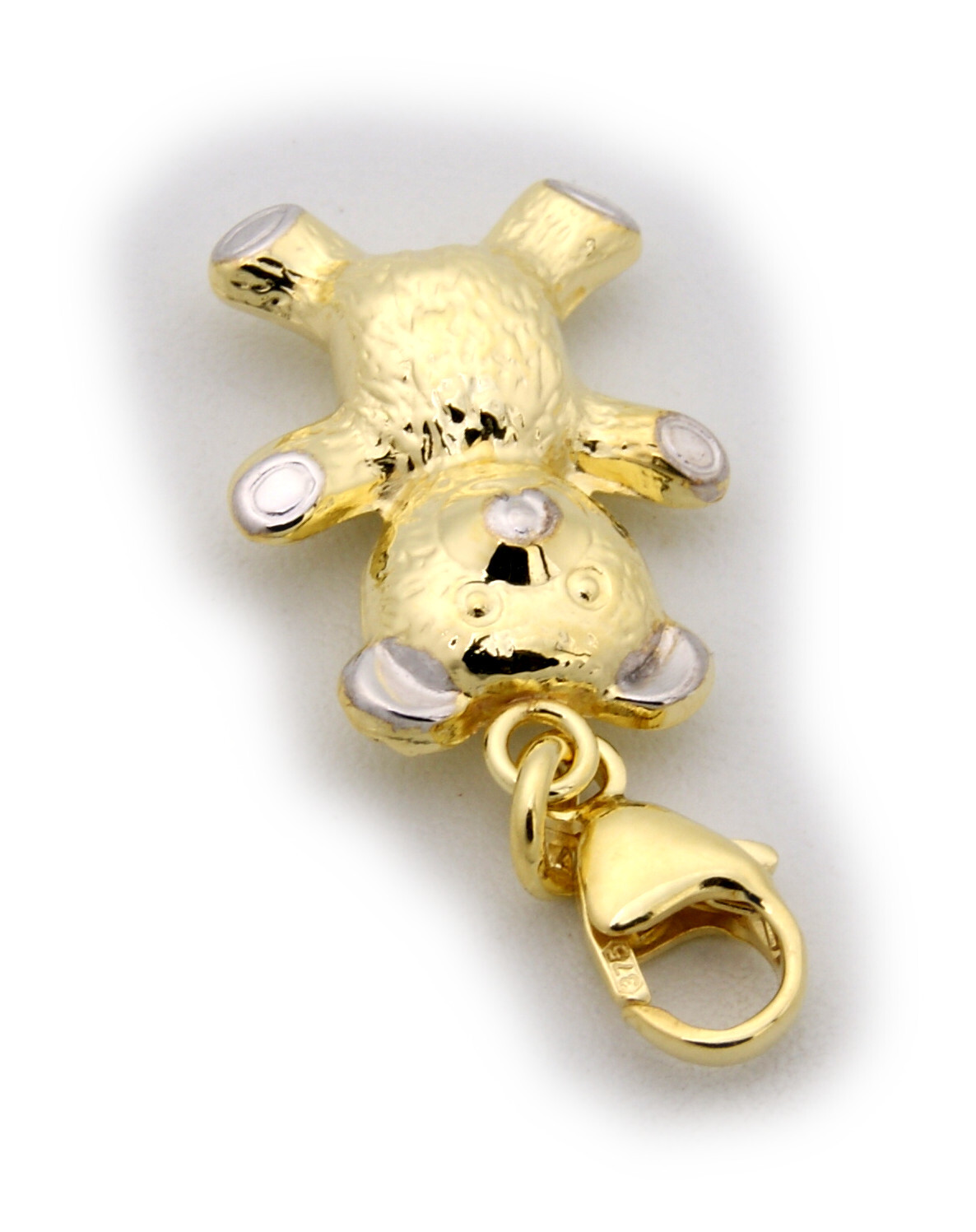 3D Glossy Bear Teddy Bear Pendant Carabiner 333 Gold Yellow Gold 8 Karat