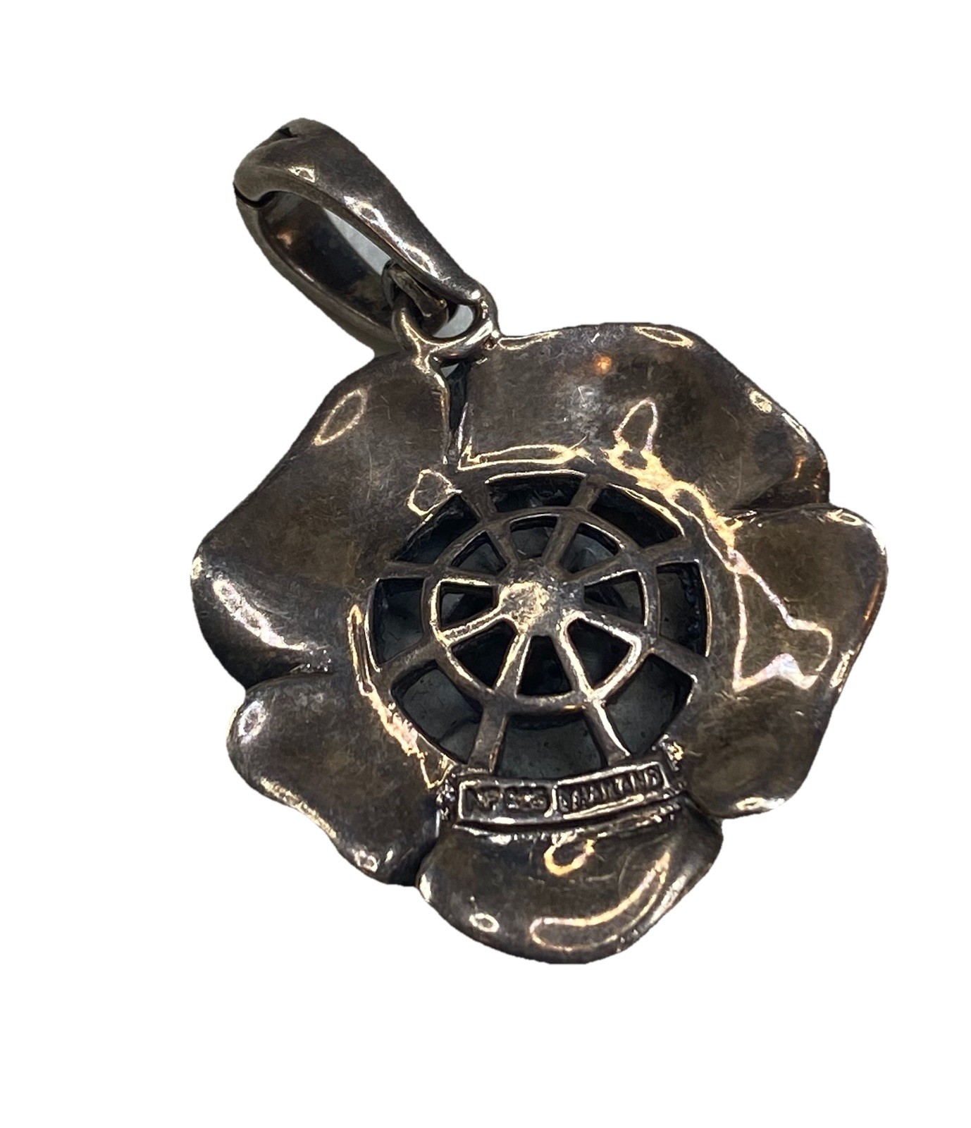 Sterling Silver Marcasite Rose Flower Enhancer Pendant Vintage 11.2g