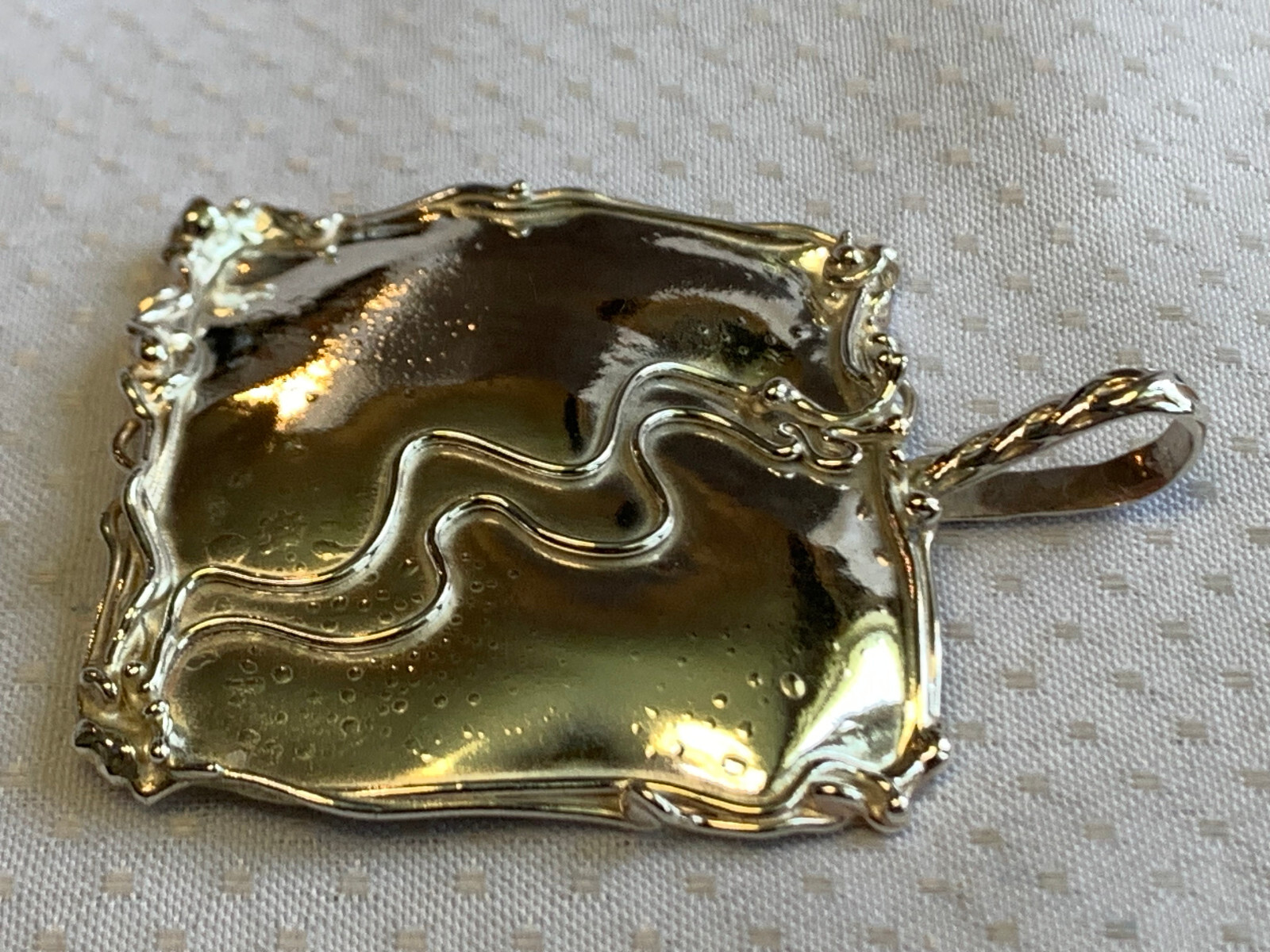 Sterling Silver Pendant 9.18g Fine Jewelry Square Wavy Lines Necklace Charm
