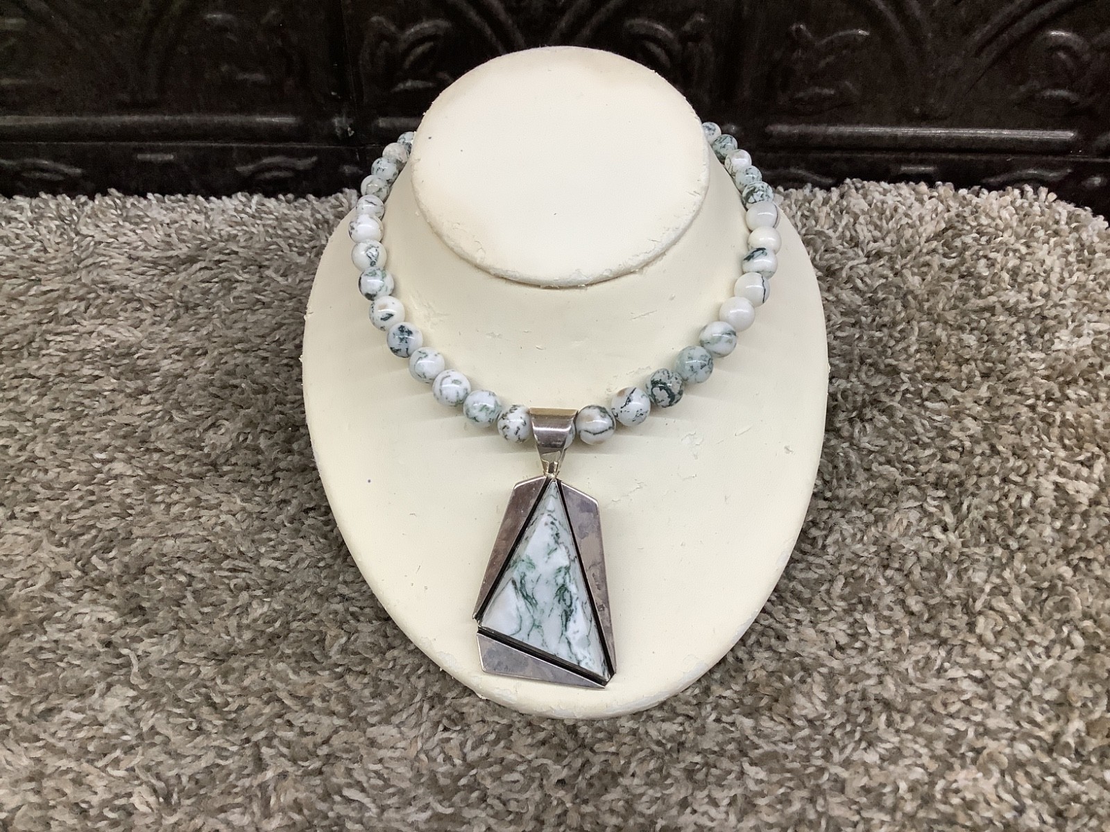 Mine Finds By Jay King Sterling Howlite Necklace and Pendant