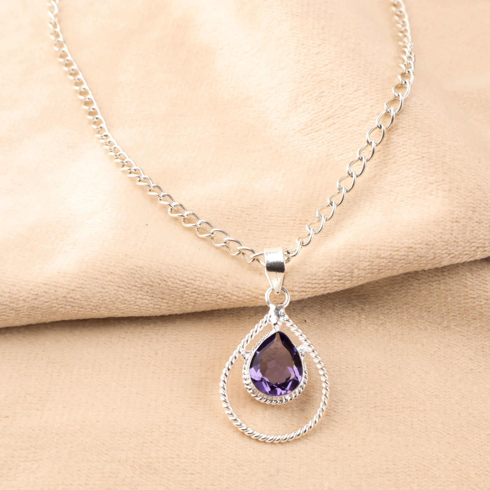 Iolite Gemstone 925 Sterling Silver Jewelry Handmade Pendant For Birthday Gift