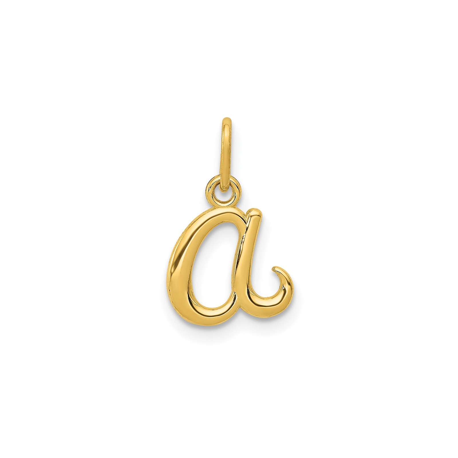 14k Yellow Gold Cursive Letter A Initial Pendant Charm Polished Monogram