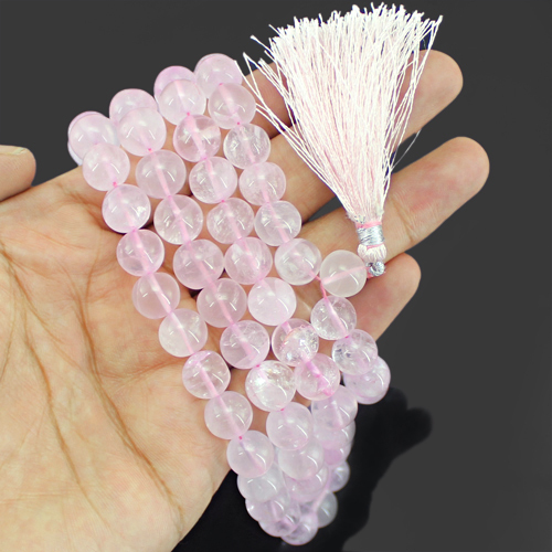 Genuine Pink Rose Quartz Long 30 Inches Real Gems Necklace – Gem of Love (RS)