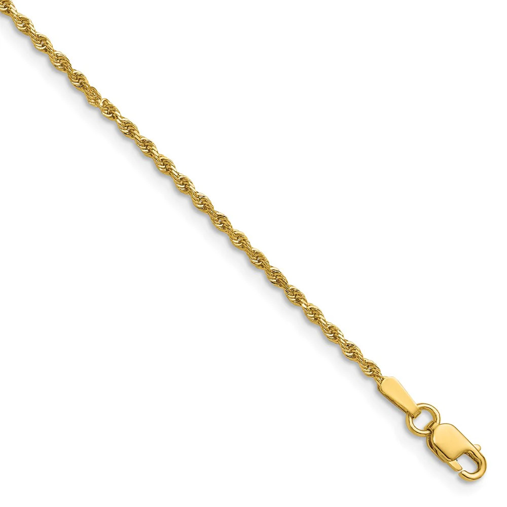 14K Yellow Gold 1.50mm D/C Rope With Lobster Clasp Chain Necklace 14″-36″