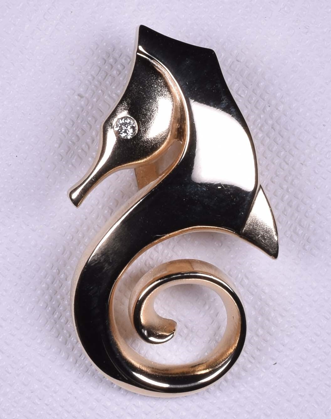 14k Diamond Seahorse Pendant Slide Yellow Gold