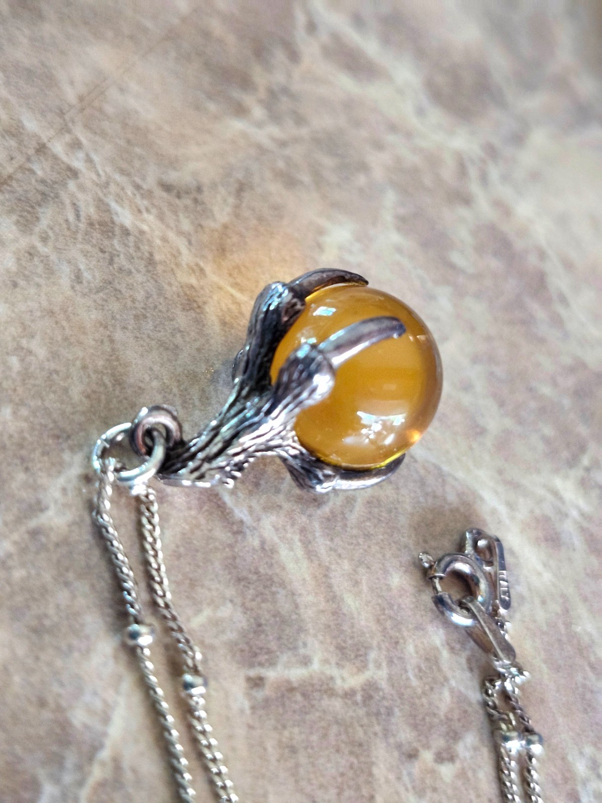 Sterling silver Eagle claws, ball necklace, sterling chain (Combine shipping)