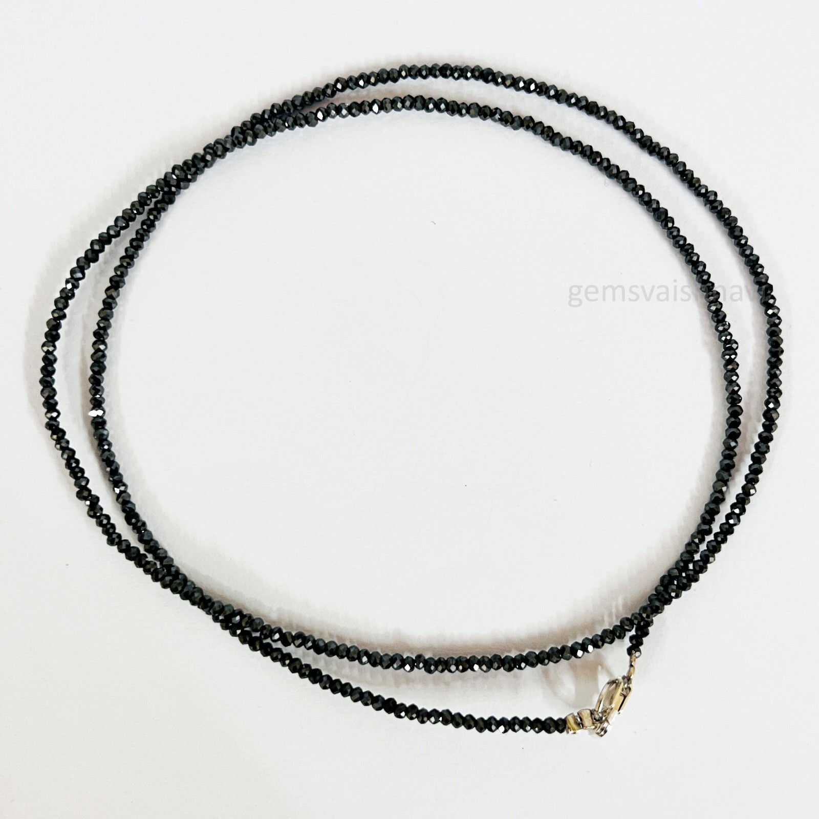 2 mm 18 Inches Black Diamond Round Faceted Beads Necklace AAA Certified ! Ideal
