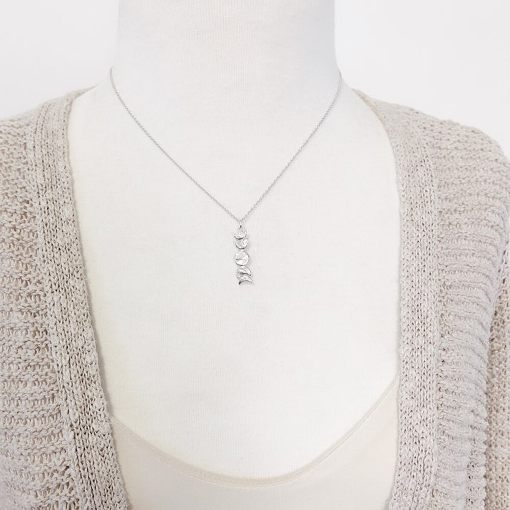 Small Moon Phase Charm Necklace-925 sterling silver #C71S