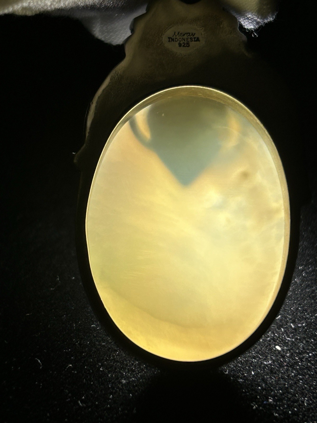 Sterling Silver Real Mother-of-Pearl Pendant Indonesia Merav 925 Marking