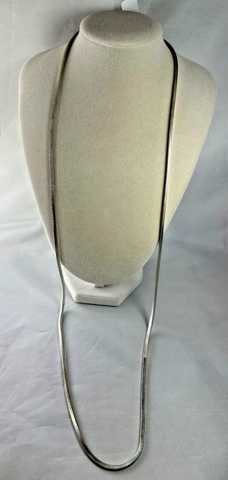 Vintage Stainless 925 Solid Silver Square Snake Chain 31″ Necklace 21.64g.