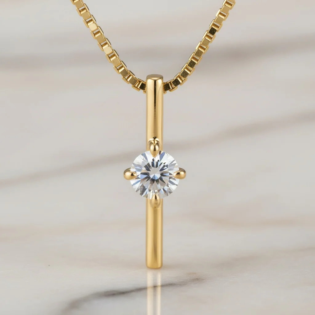 Vertical Silver Bar Necklace — Modern Minimalist Dainty Design