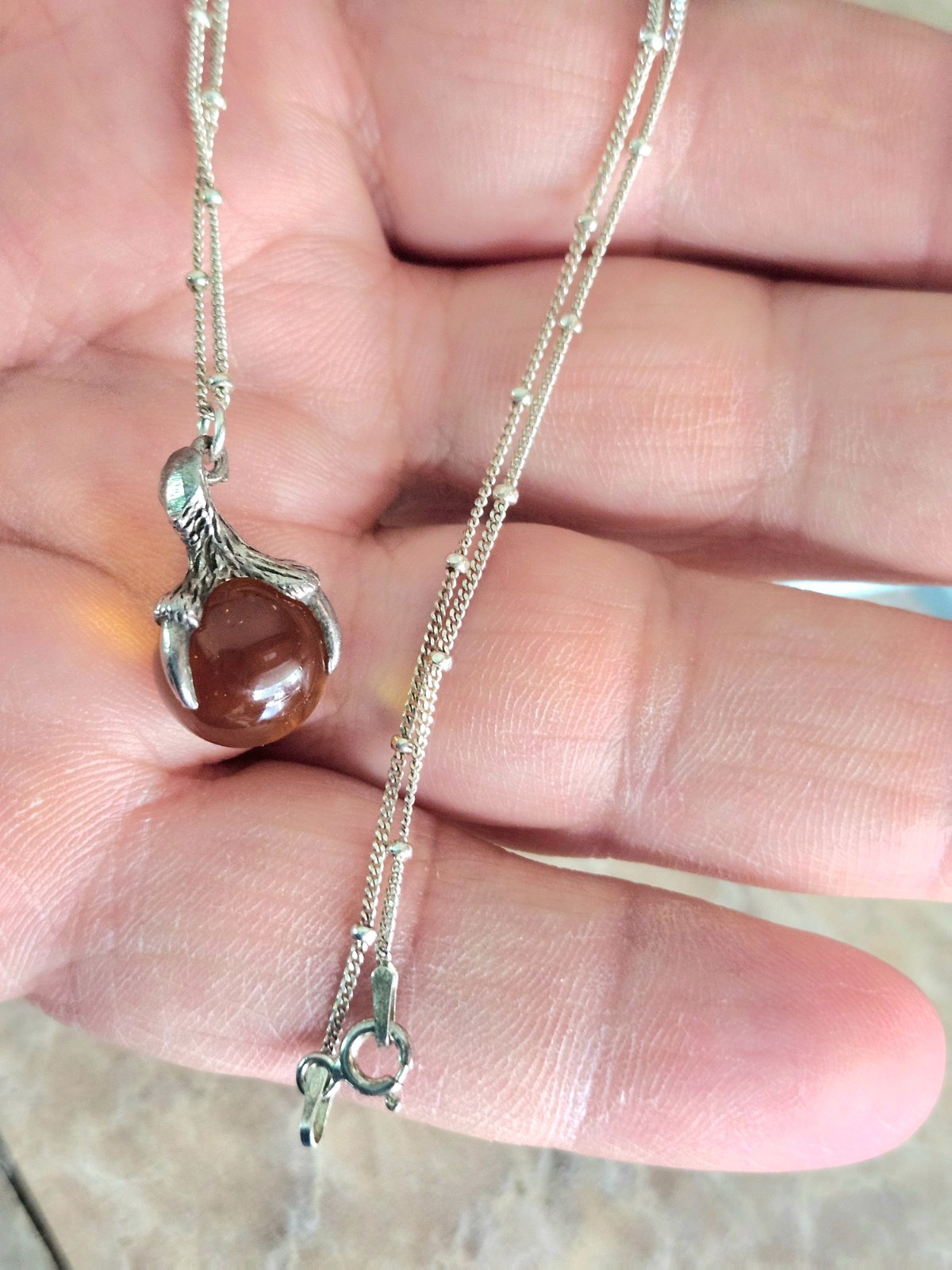 Sterling silver Eagle claws, ball necklace, sterling chain (Combine shipping)