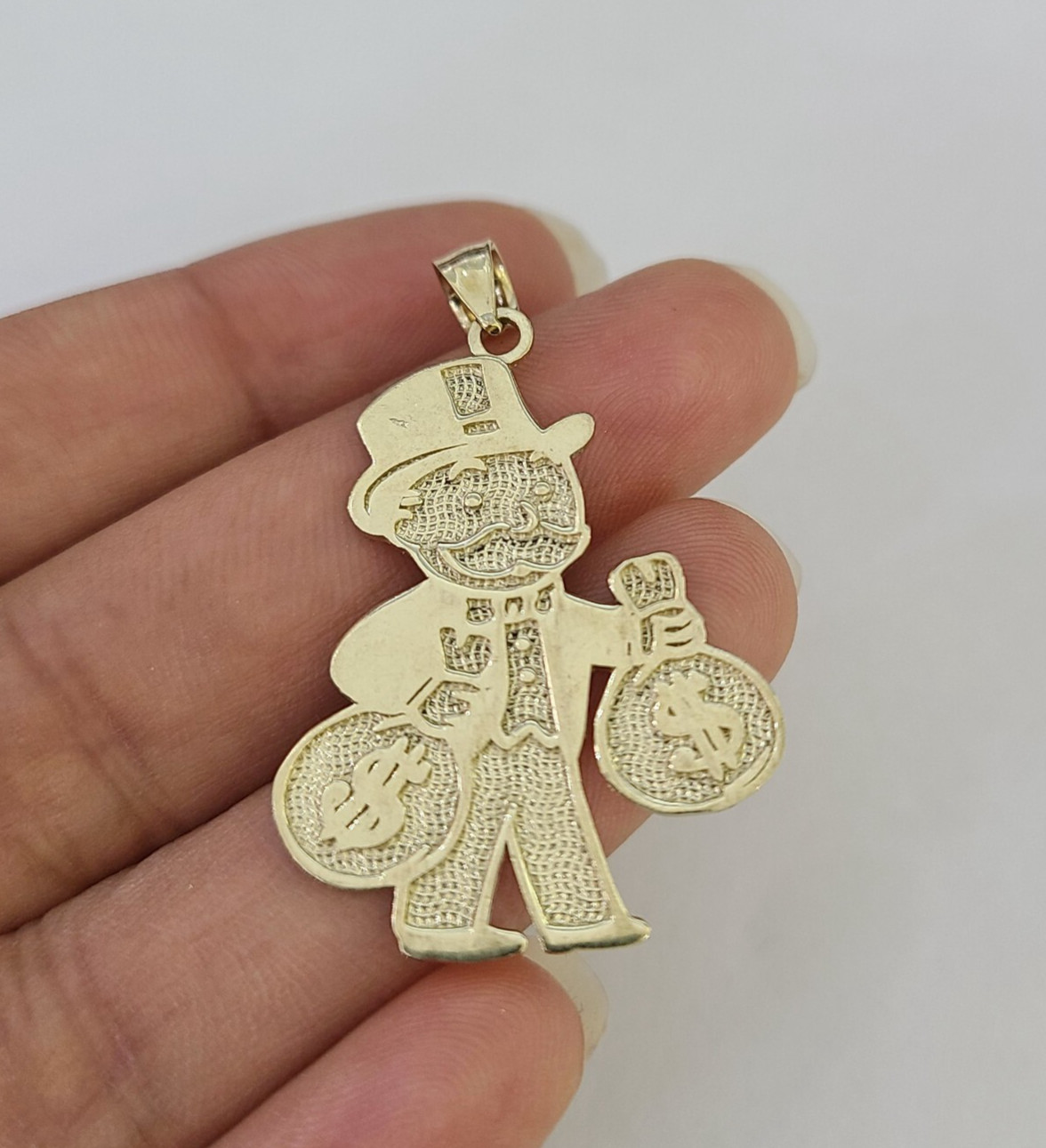 10k Grandpa Money Bag Charm Pendant REAL 10Kt Yellow Gold Real
