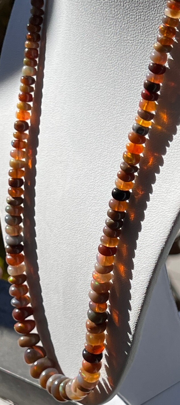 Ethiopian Opal necklace Brown Multicolored sterling silver