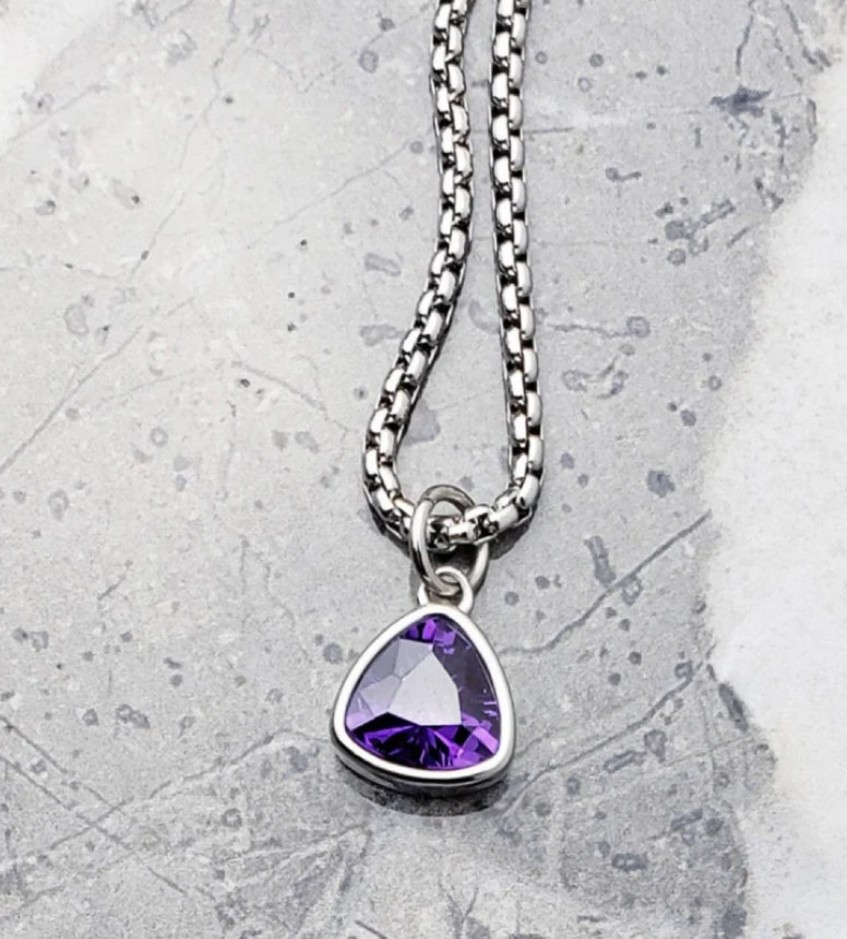 Real Trillion Cut Amethyst Gemstone Pendant 925 Sterling Silver Anniversary Gift