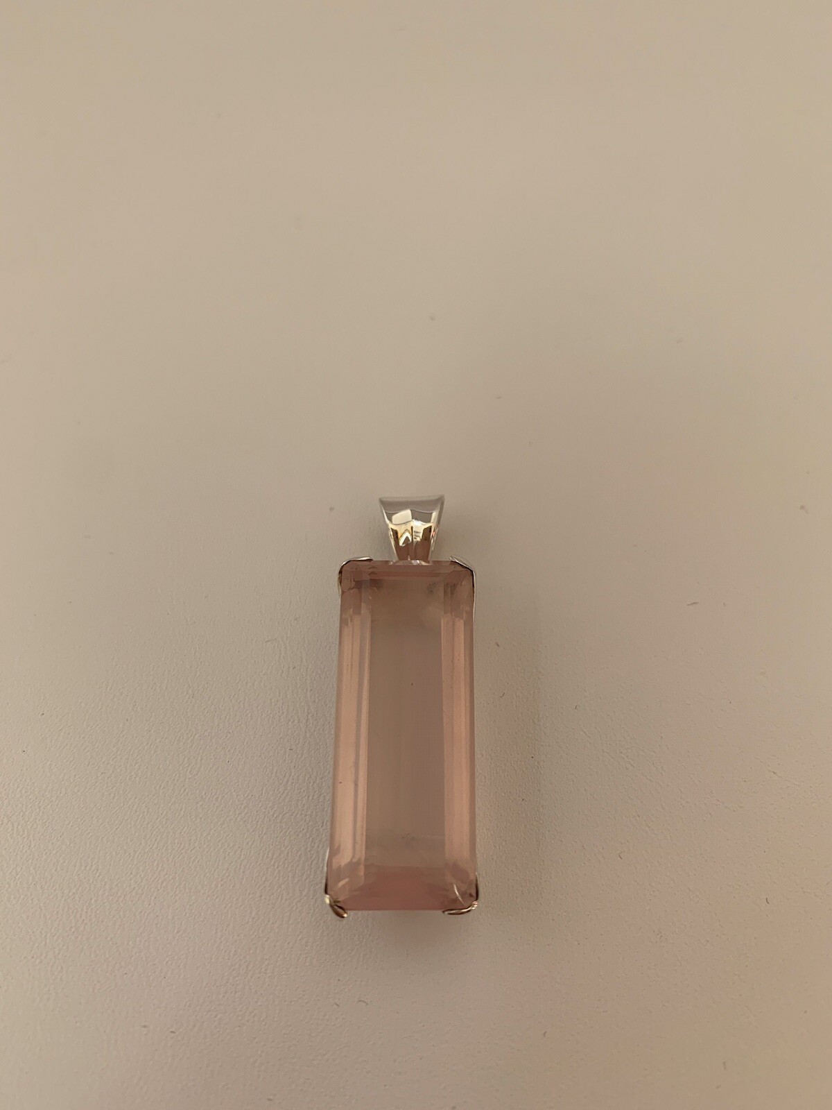 Pink Rose Quartz Sterling Silver Pendant , J.651.