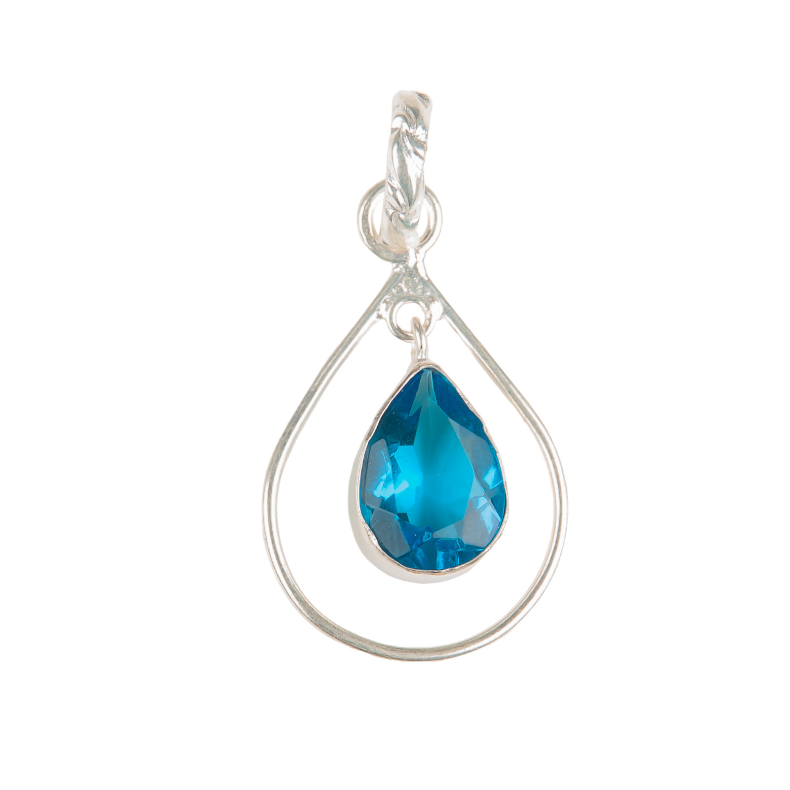 Swiss Blue Topaz Gemstone 925 Sterling Silver Jewelry Handmade Women Pendant
