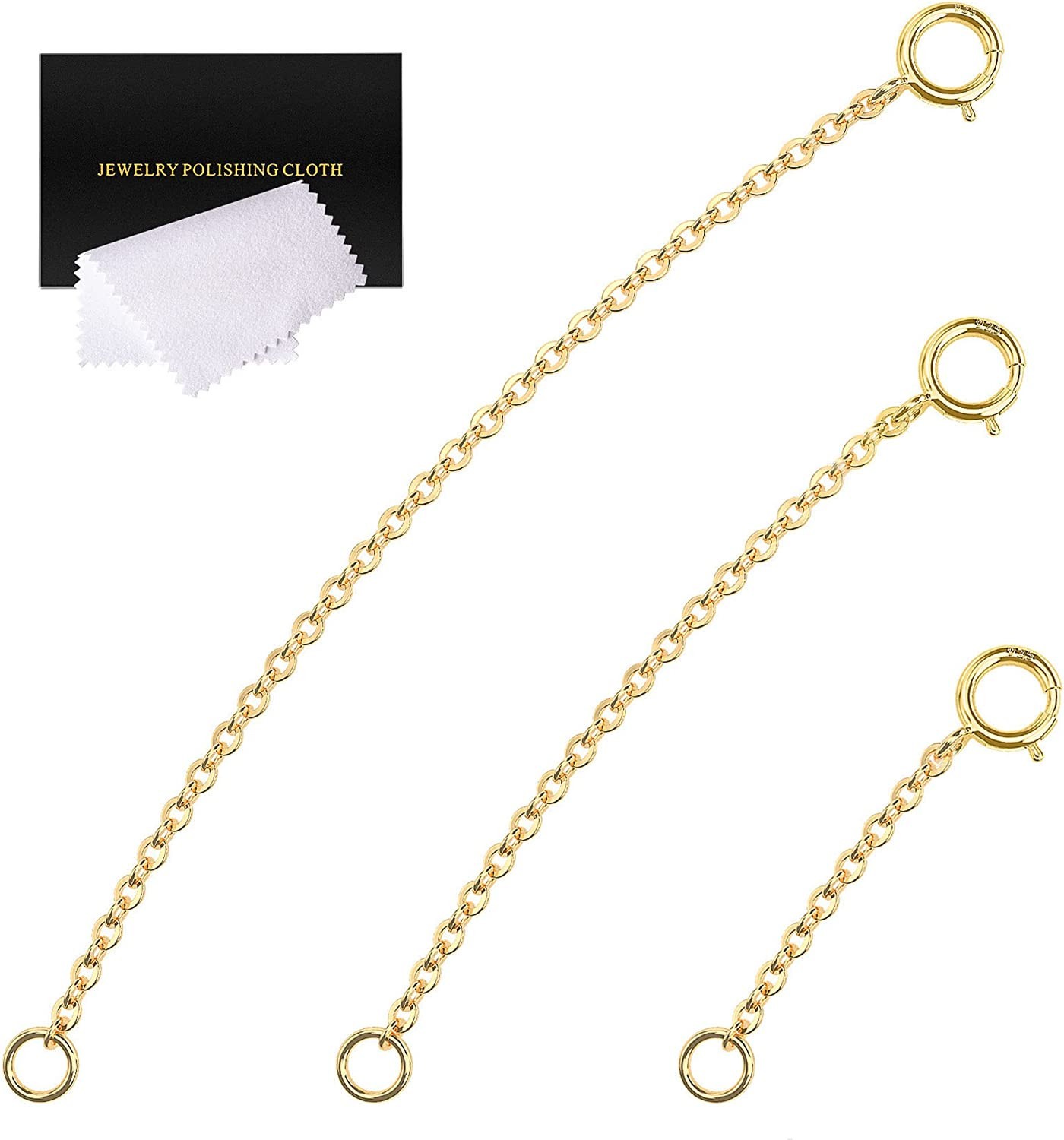 Gold Necklace Extender 14K, Necklace Extenders Gold 925 Sterling Silver Bracelet