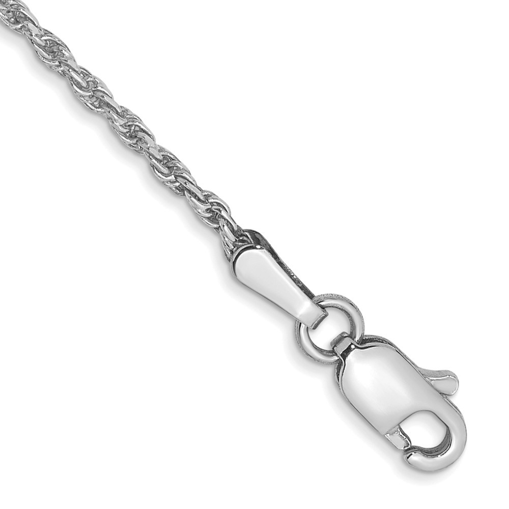 14K White Gold 6 inch 1.3mm Diamond-cut Machine Made Rope Chain Chain Necklace