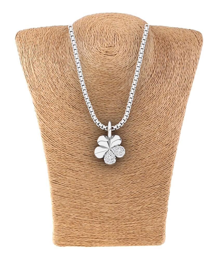 Fashion Pendant Necklace 14K Rose Gold SI1 G 0.10 Ct Round Cut Diamond 0.40 Inch