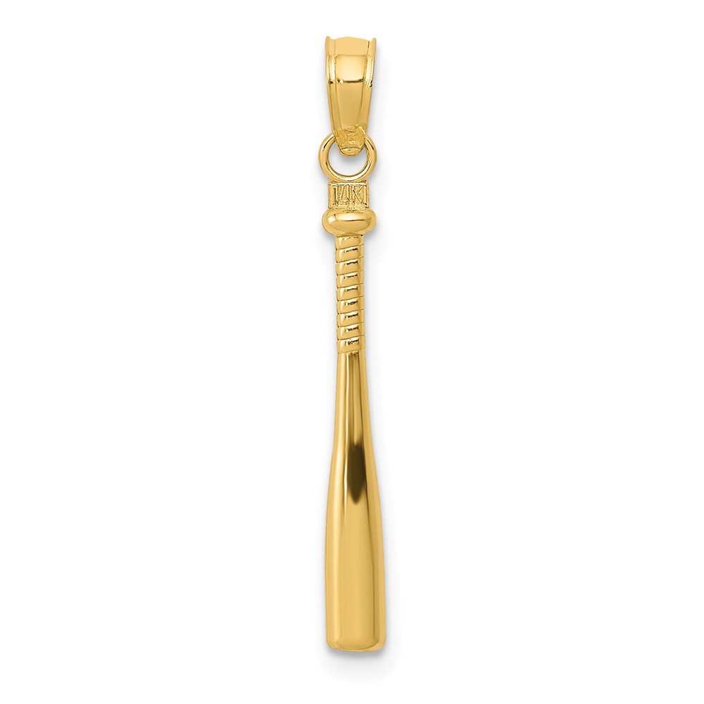 14k Yellow Gold 3-D Baseball Bat Charm Pendant 0.99 Inch