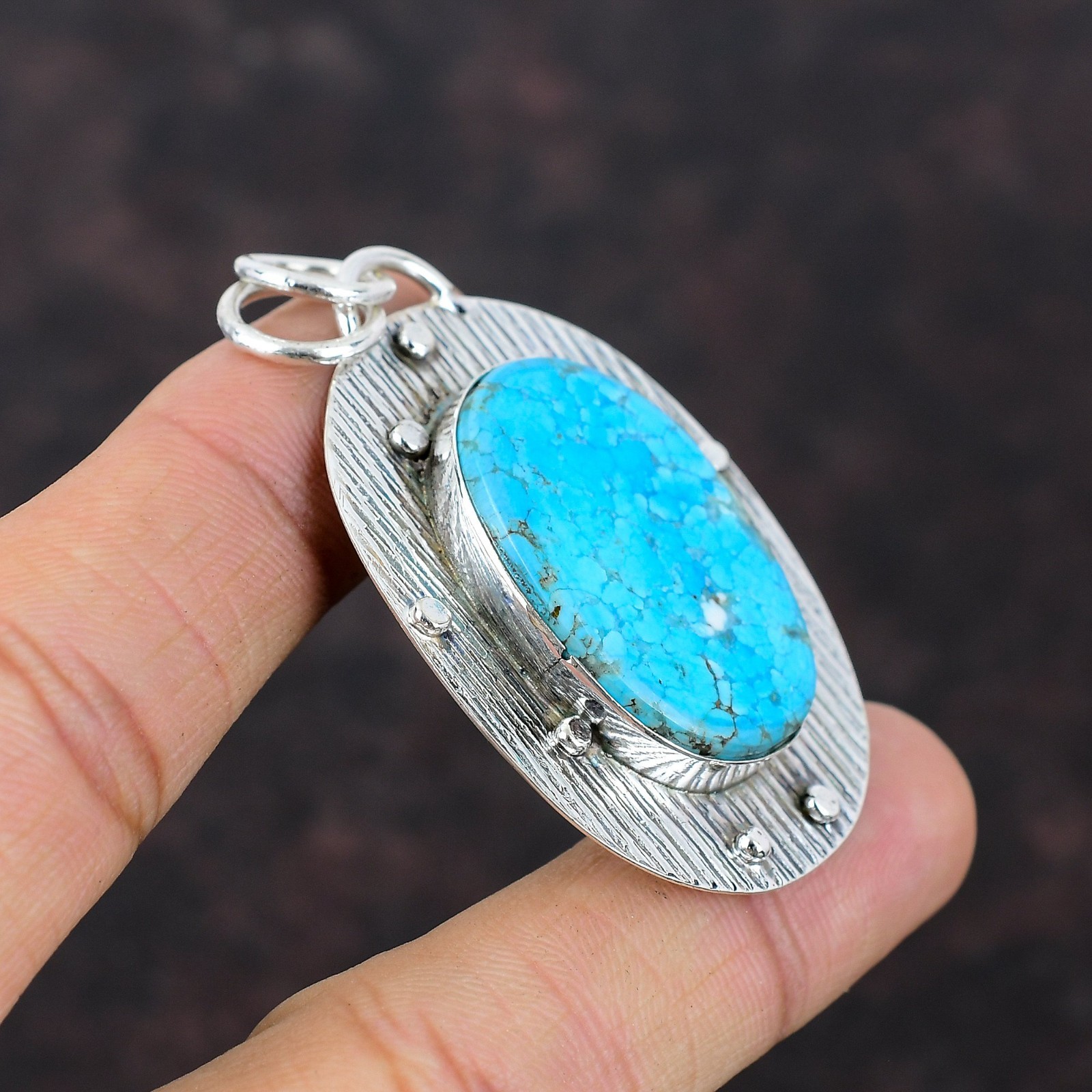 Valentines Sale Tibetan Turquoise Gemstone Pendant Jewelry 925 Sterling Silver