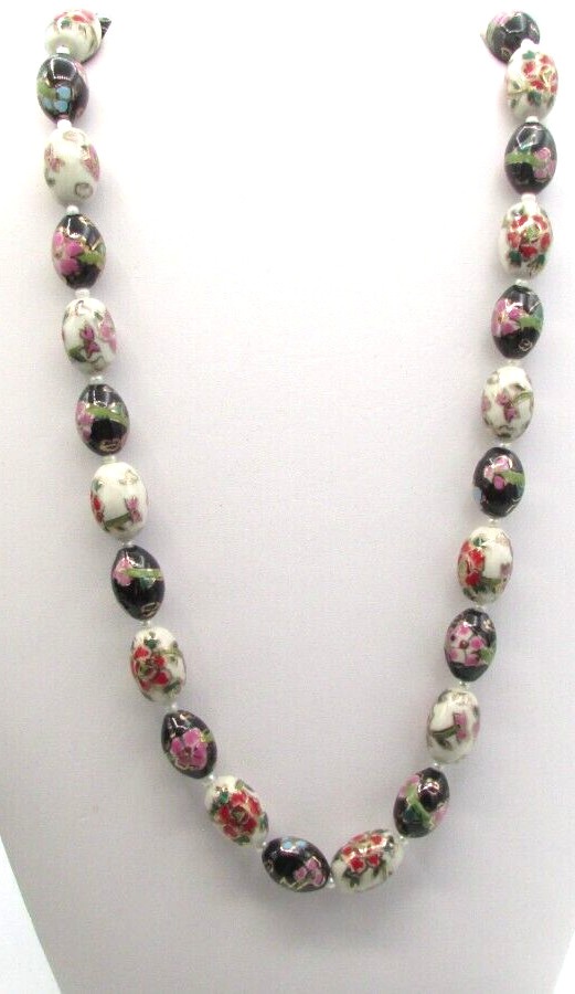 JTV WW WORLD WIDE IMPORTS HAND PAINTED BEADS 24″ NECKLACE STERLING 925 NWOT JB9