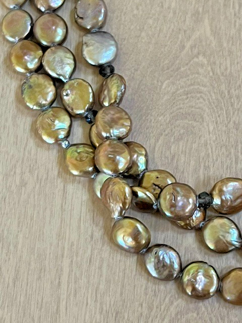 SILPADA N1717 Multi 3 Strand Copper Bronze Coin Pearl Smoky Quartz Necklace