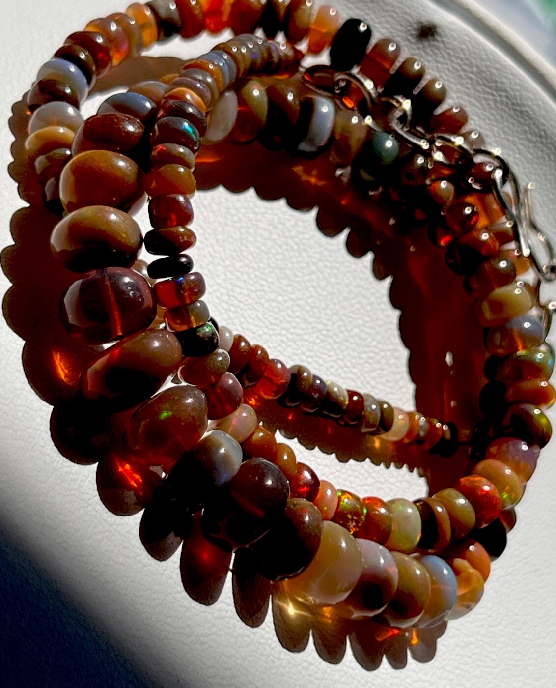 Ethiopian Opal necklace Brown Multicolored sterling silver