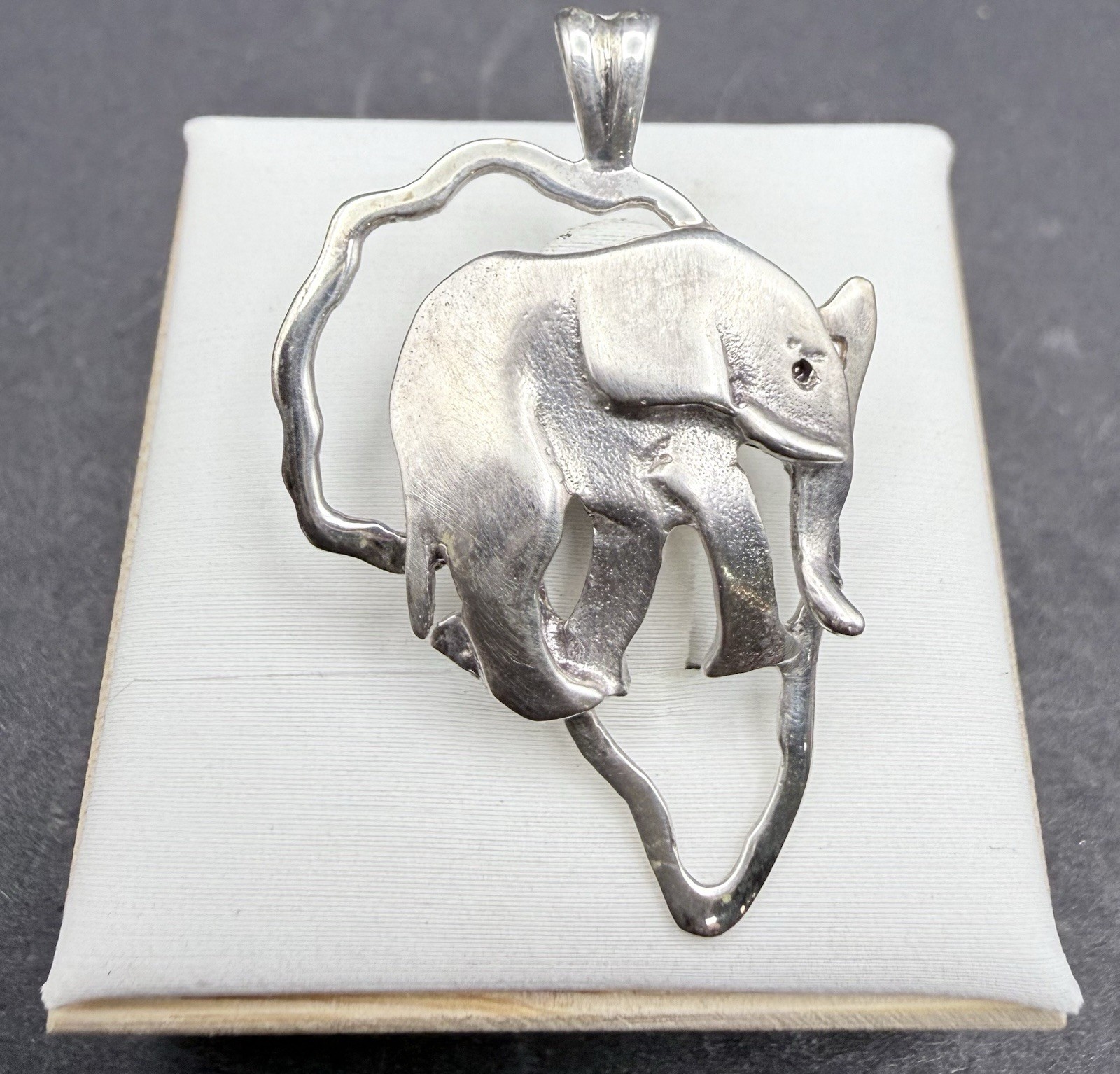 Vtg 925 Sterling Silver Elephant Pendant Openwork Safari Animal 1.5” S3