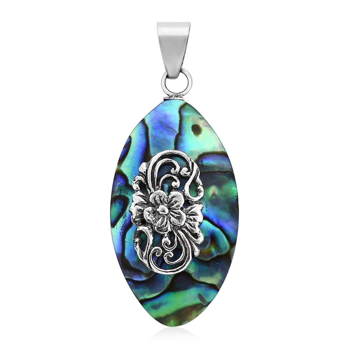 925 Sterling Silver Natural Abalone Shell Pendant Jewelry Gift for Women