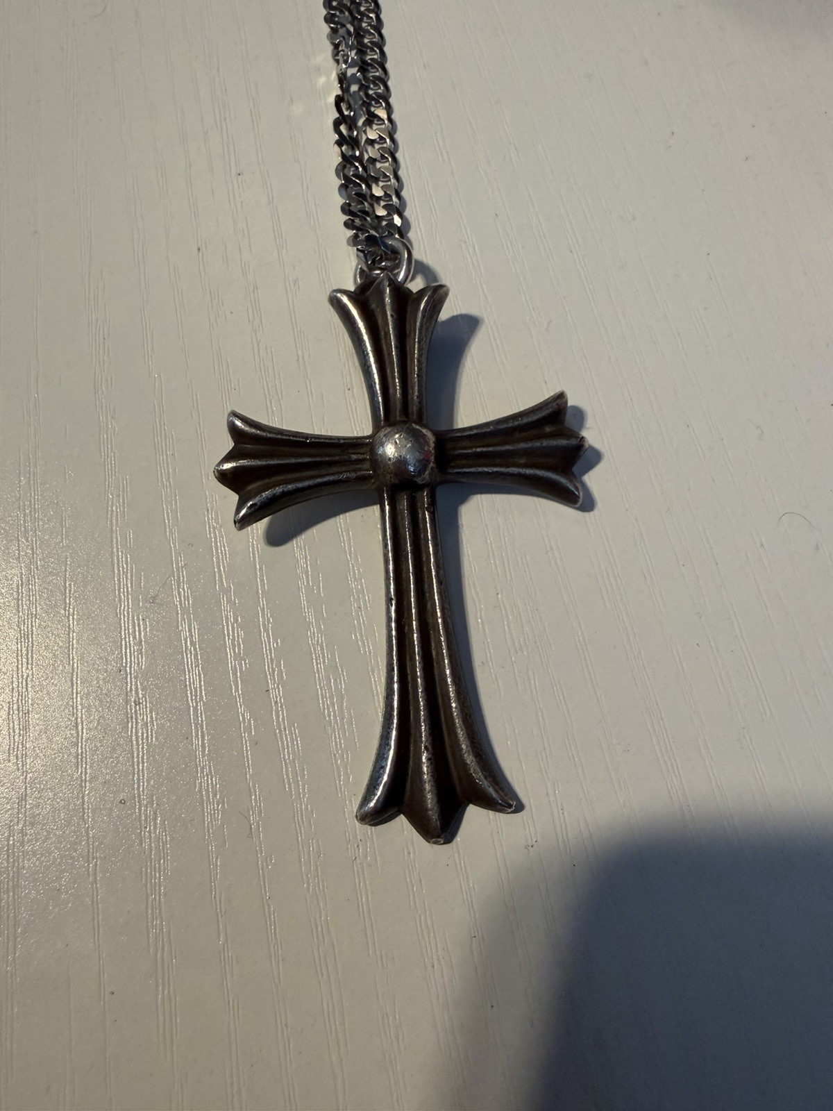 Chrome Hearts Large Cross Pendant Necklace Sterling Silver