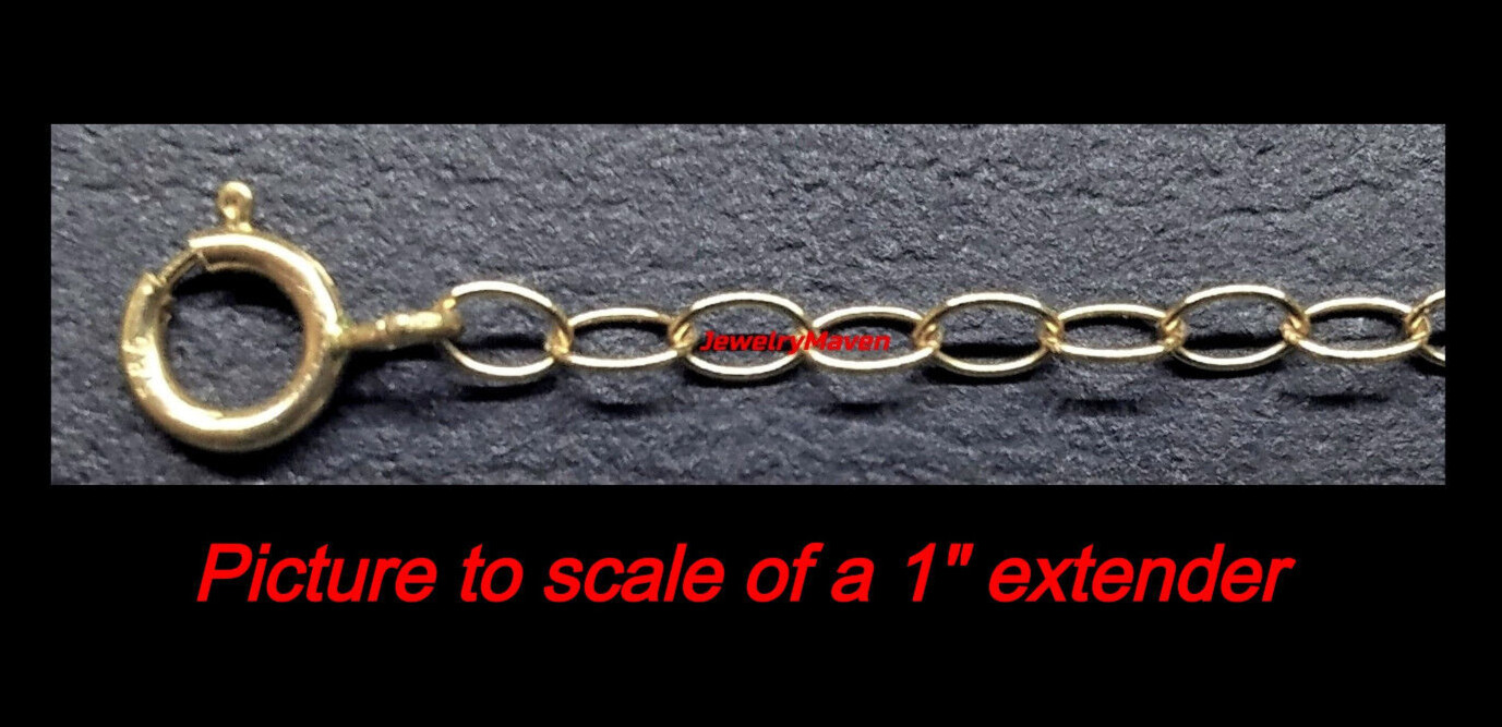 14k 2mm Cable Solid Yellow Gold 5mm Spring Ring Clasp 3″ Chain Extender Safety