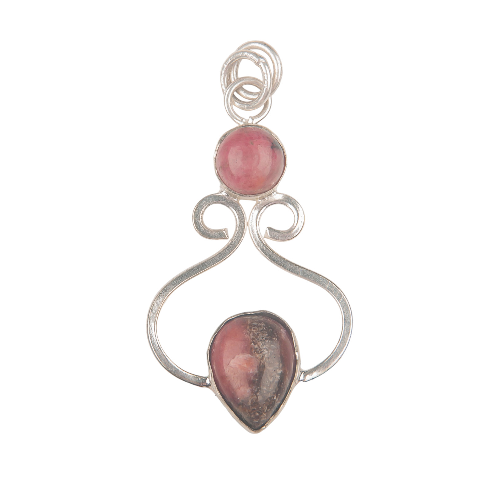Black Rhodonite Gemstone 925 Sterling Silver Chain Pendent1.60″ Gift For Her