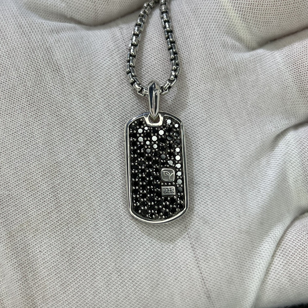 David Yurman .925 Sterling Silver Black Diamond Dog Tag Pendant (AD1005690)