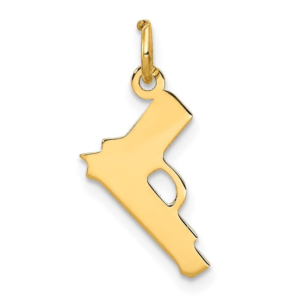 14k Yellow Gold Pistol Charm Pendant L-0.89 Inch, W-0.36 Inch