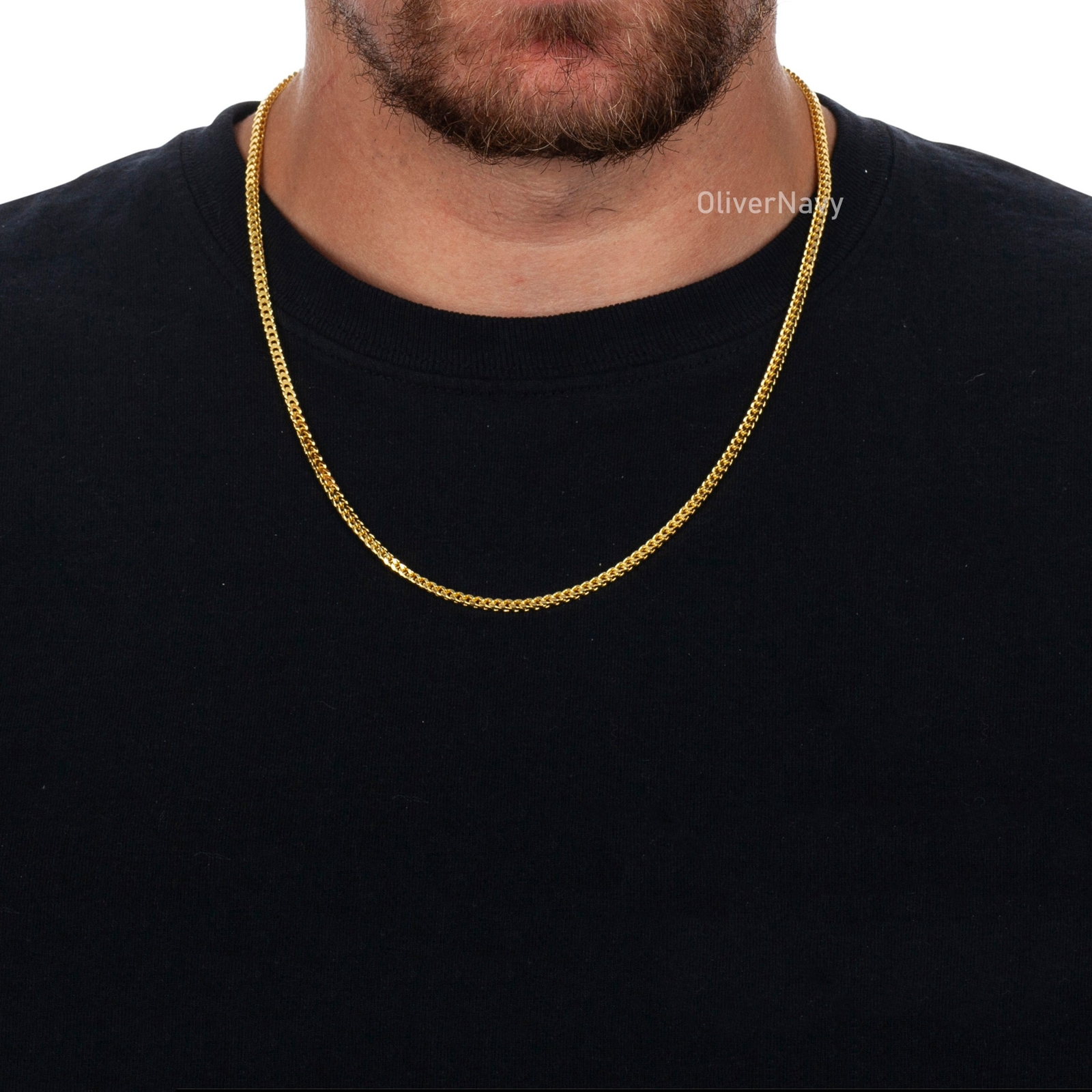 14K Gold Plated Over Solid 925 Sterling Silver 2.50mm Franco Chain 18”-30”