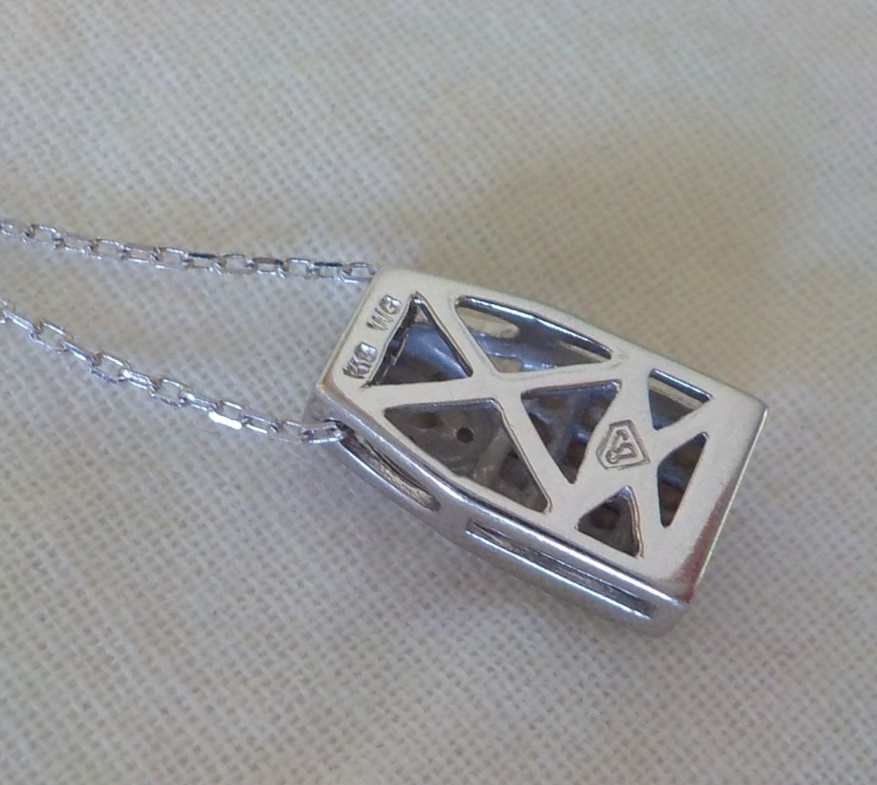 Pretty 18K White Gold Square Cluste Diamond Necklace – 2.64 gms, 17 in, 0.43 ctw