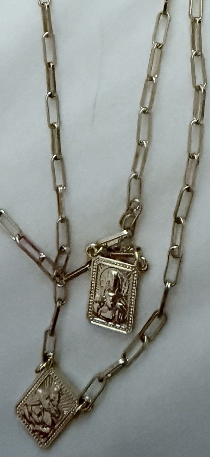Gold plated Scapular Necklace – paperclip chain