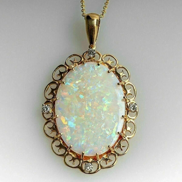 3.00Ct Oval Cut Natural Fire Opal Solitaire Pendant 14K Yellow Gold Plated 18”