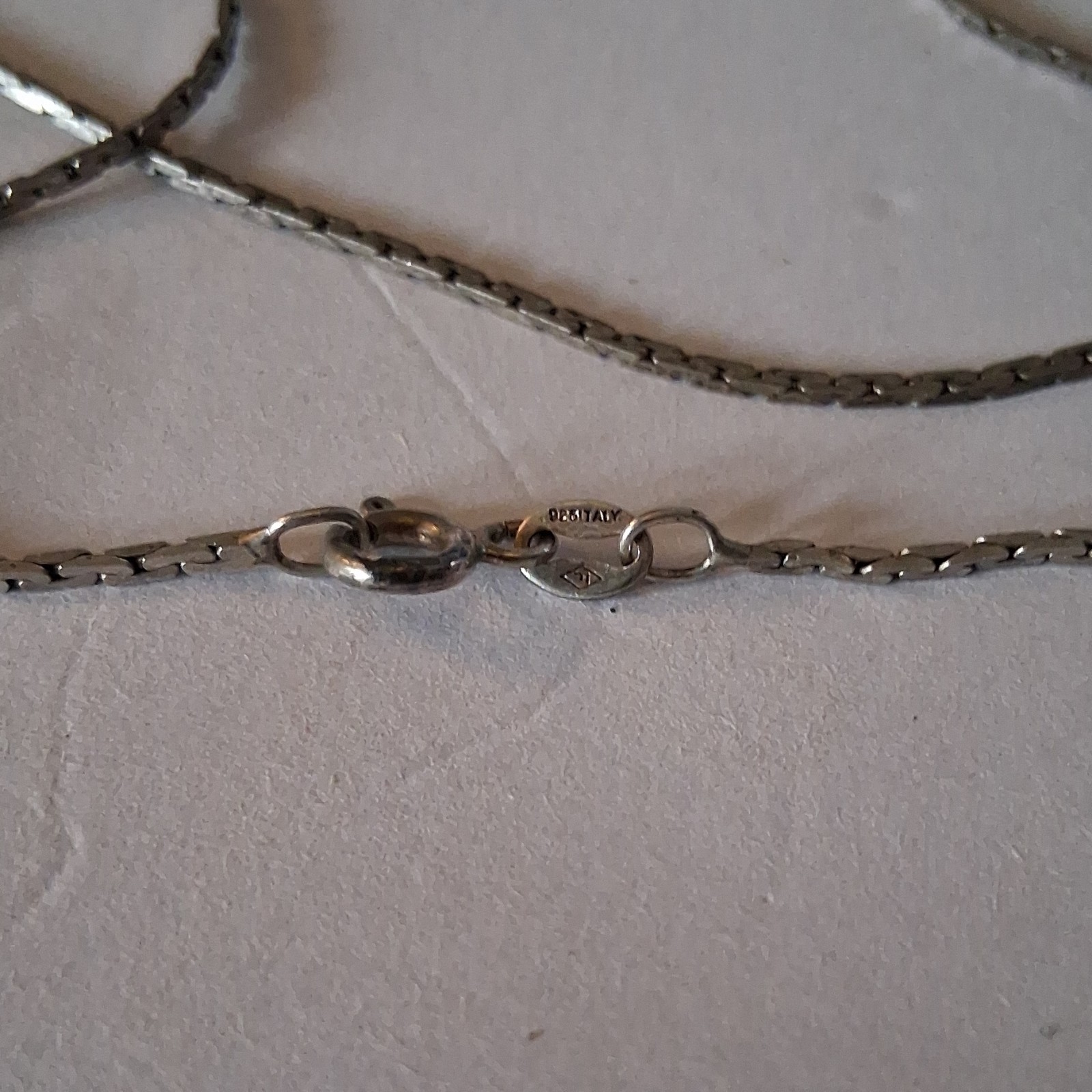 925 Sterling Silver Oval Blue & White Pendant 12in Box Chain Lobster Clasp